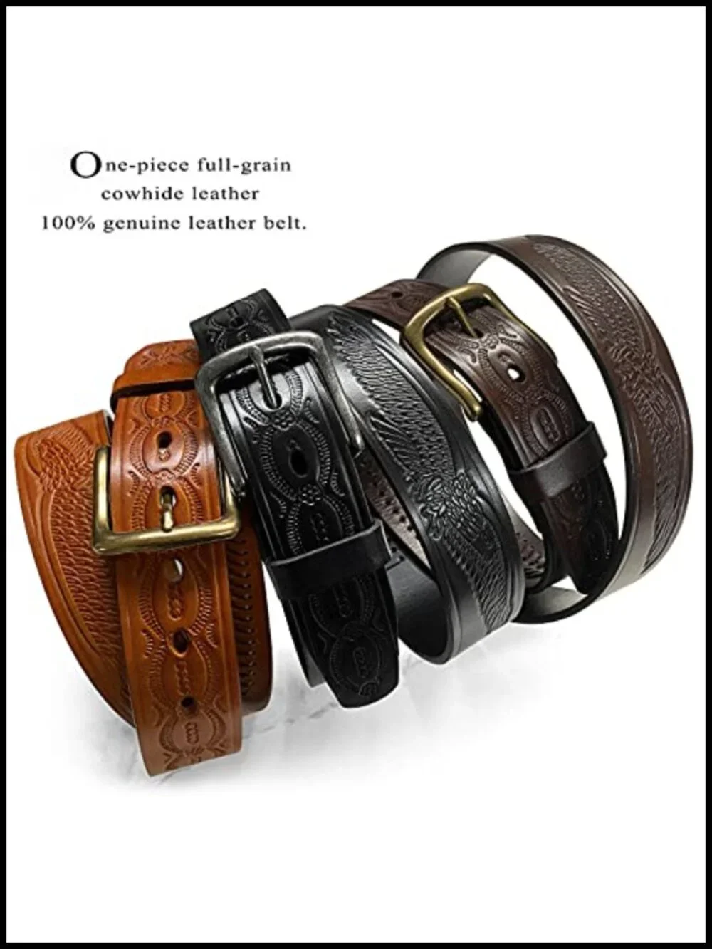 Western Hand-Braided Belt Genuine Full Grain Leather Casual Jean Belt 1-1/2